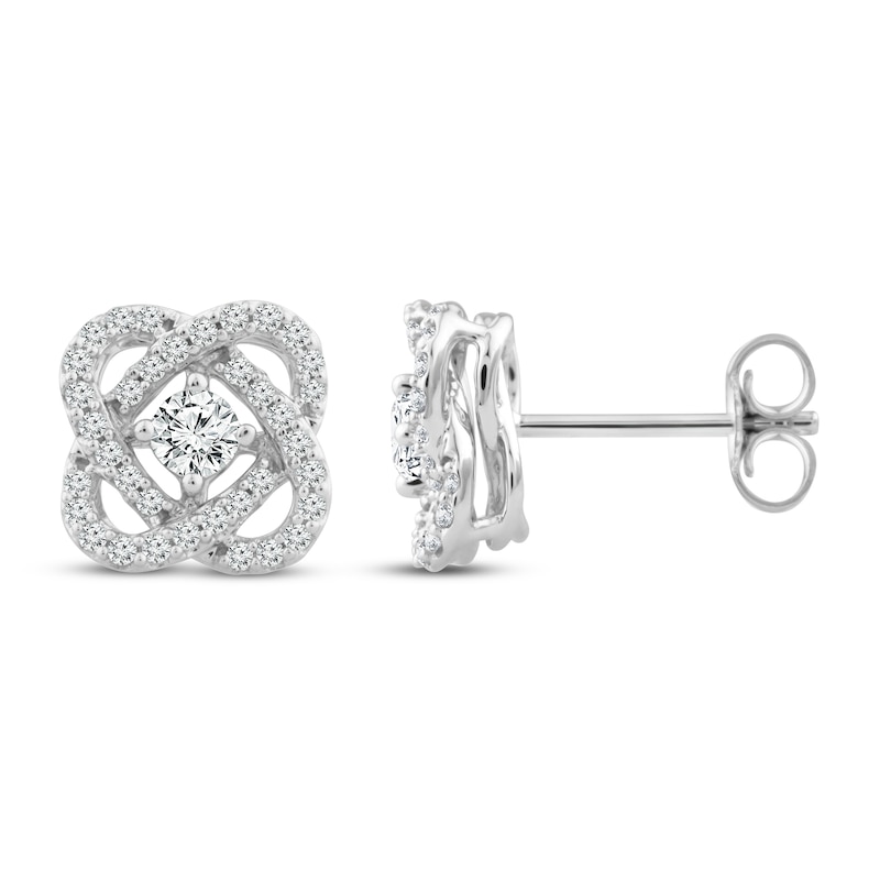 Main Image 1 of Previously Owned Center of Me Diamond Stud Earrings 1/2 ct tw 10K White Gold