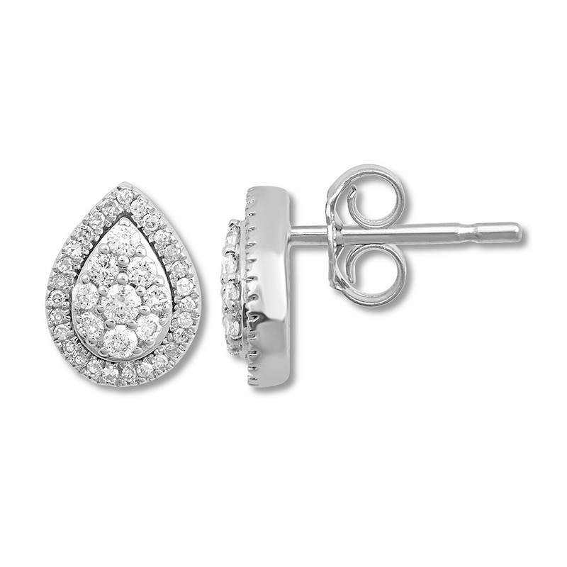 Main Image 1 of Previously Owned Diamond Teardrop Earrings 1/4 ct tw Round-cut 10K White Gold