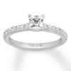 Thumbnail Image 1 of Previously Owned THE LEO Diamond Engagement Ring 3/4 ct tw Princess & Round-cut 14K White Gold