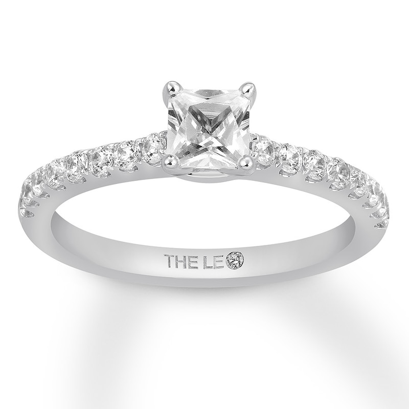 Main Image 1 of Previously Owned THE LEO Diamond Engagement Ring 3/4 ct tw Princess & Round-cut 14K White Gold