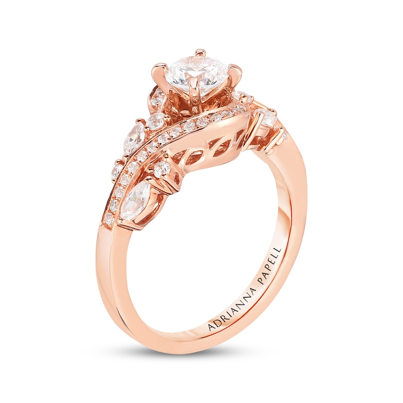 Main Image 2 of Previously Owned Adrianna Papell Diamond Engagement Ring 1 ct tw Round & Marquise-cut 14K Rose Gold - Size 10