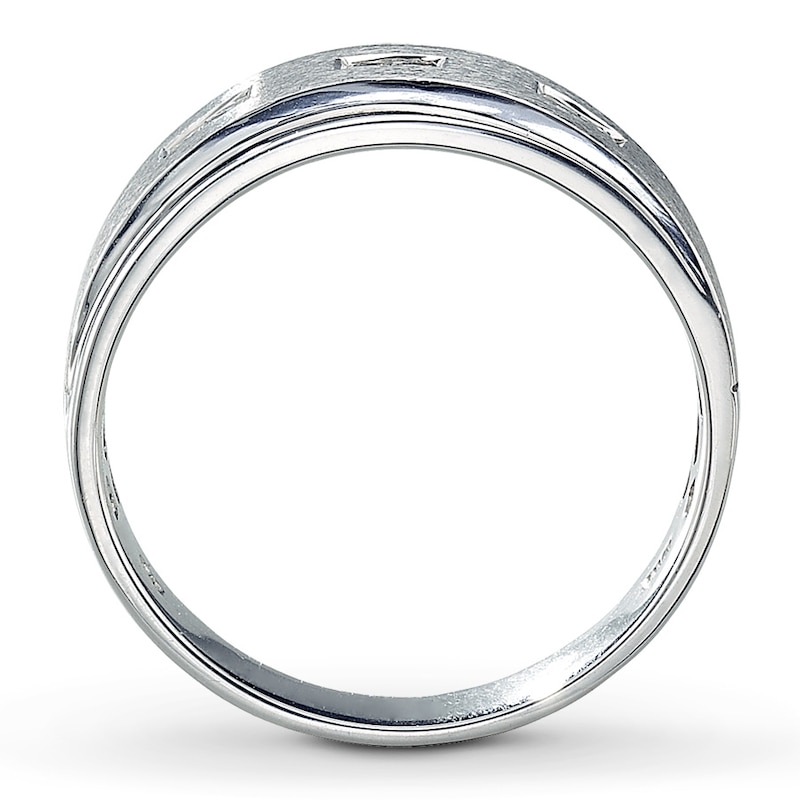 Previously Owned Men's Diamond Wedding Band 1/6 ct tw Square-cut 10K White Gold - Size 7.5