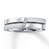 Thumbnail Image 0 of Previously Owned Men's Diamond Wedding Band 1/20 ct tw Round-cut 10K White Gold - Size 7.25