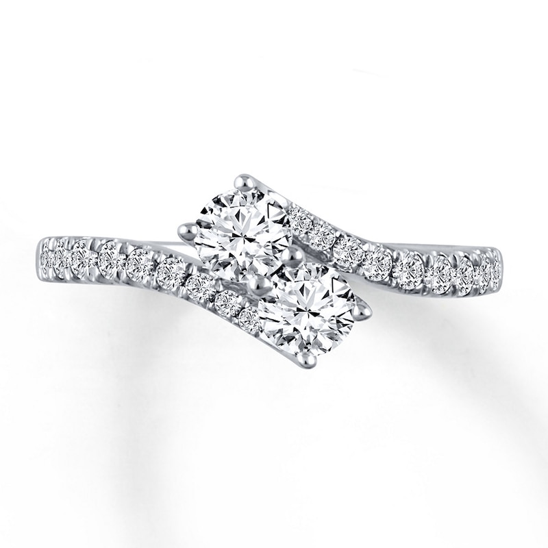 Previously Owned Ever Us Two-Stone Anniversary Ring 1 ct tw Round-cut Diamonds 14K White Gold - Size 3.75