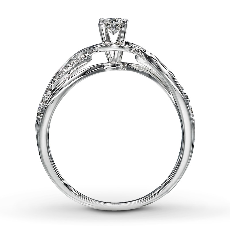 Main Image 2 of Previously Owned Engagement Ring 1/3 ct tw Round-cut Diamonds 10K White Gold - Size 10