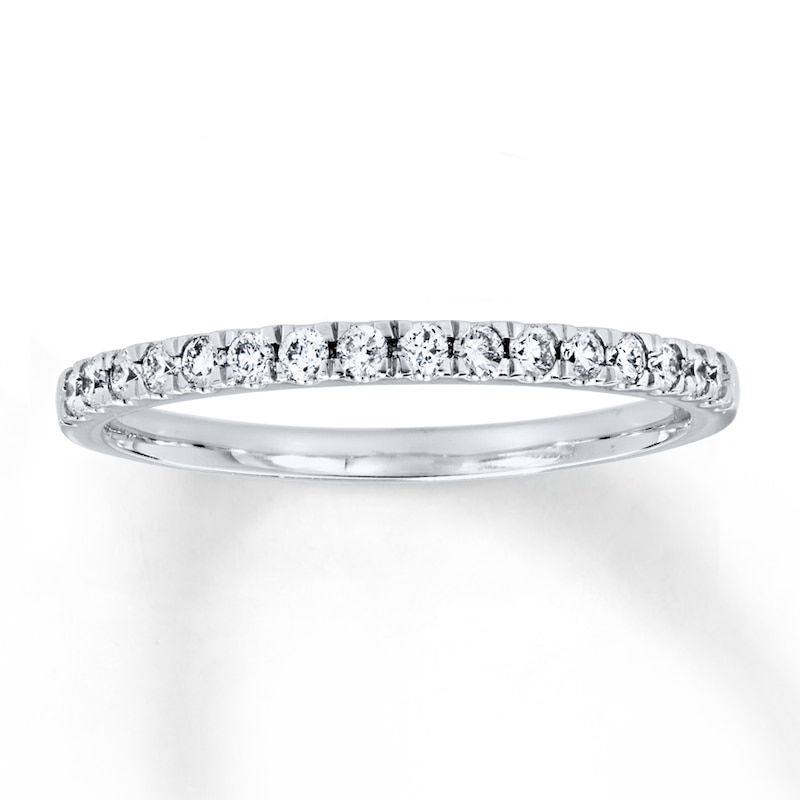 Main Image 1 of Previously Owned Diamond Wedding Band 1/5 ct tw Round-cut 14K White Gold - Size 9.75