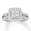 Thumbnail Image 0 of Previously Owned Diamond Engagement Ring 1 ct tw Princess & Round-cut 14K White Gold - Size 4