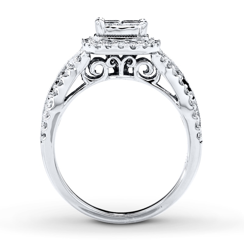 Previously Owned Diamond Engagement Ring 1 ct tw Princess & Round-cut 14K White Gold - Size 4