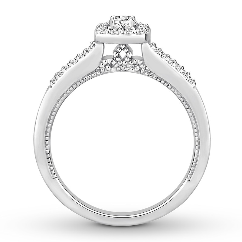 Main Image 2 of Previously Owned Diamond Engagement Ring 1/3 ct tw Round-cut 10K White Gold - Size 9.75