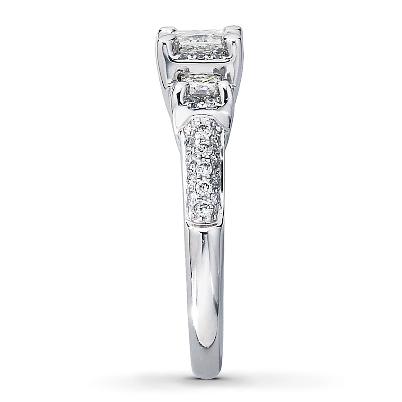 Previously Owned Diamond Engagement Ring 1 ct tw Princess & Round-cut 14K White Gold - Size 8