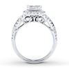 Thumbnail Image 1 of Previously Owned Diamond Engagement Ring 1 ct tw Princess & Round-cut 14K White Gold - Size 12