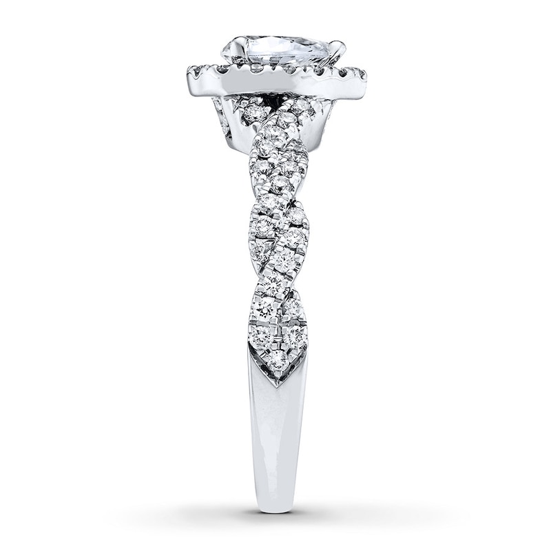 Previously Owned Neil Lane Engagement Ring 3/4 ct tw Pear & Round-cut Diamonds 14K White Gold - Size 9.25