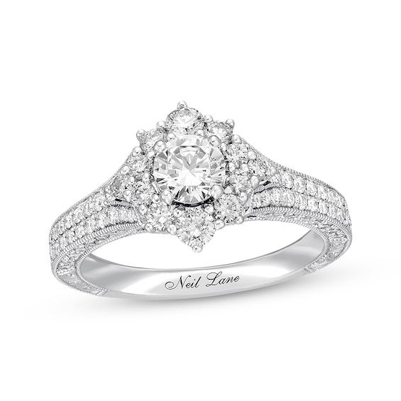Previously Owned Neil Lane Diamond Engagement Ring 1-3/8 ct tw Round-cut 14K White Gold - Size 5