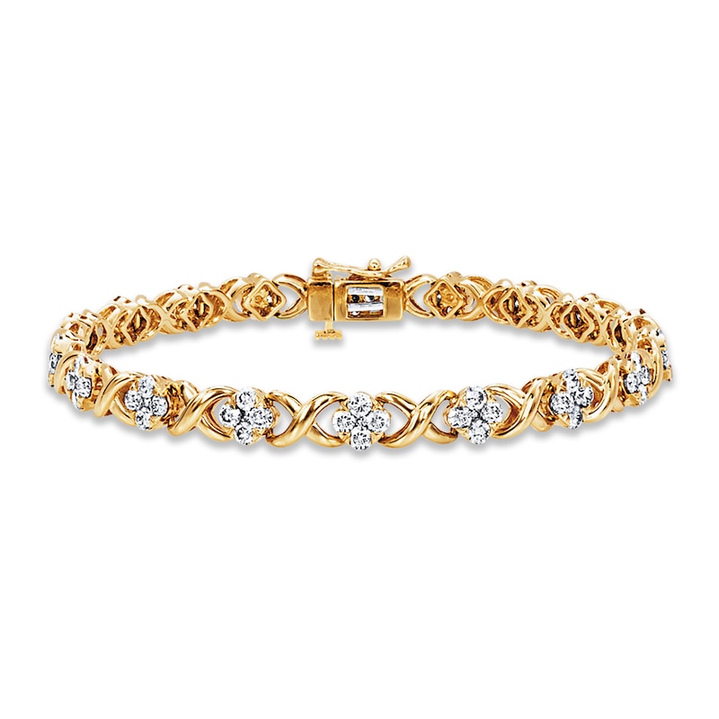 Main Image 1 of Previously Owned Diamond Bracelet 3 ct tw Round-cut 10K Yellow Gold