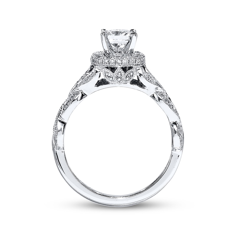 Previously Owned Neil Lane Bridal Ring 1-1/6 ct tw Princess & Round-cut Diamonds 14K White Gold - Size 4.5