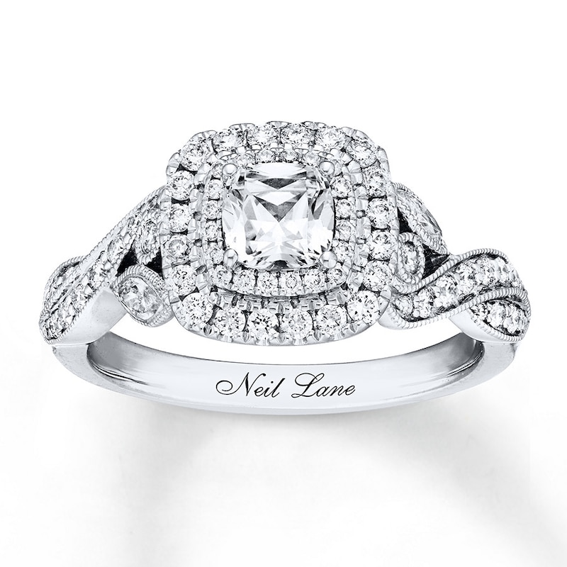 Main Image 1 of Previously Owned Neil Lane Diamond Engagement Ring 1 ct tw Cushion, Marquise & Round-cut 14K White Gold