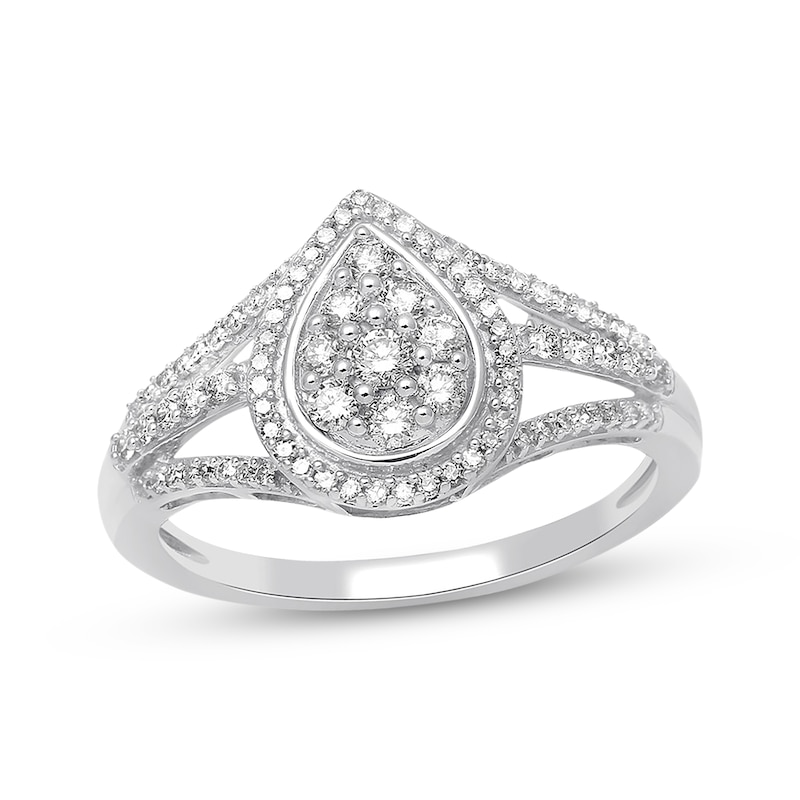 Main Image 1 of Previously Owned Diamond Teardrop Ring 1/2 ct tw Round-cut 10K White Gold