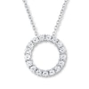 Thumbnail Image 1 of Previously Owned THE LEO Diamond Circle Necklace 1 ct tw Round-cut 14K White Gold