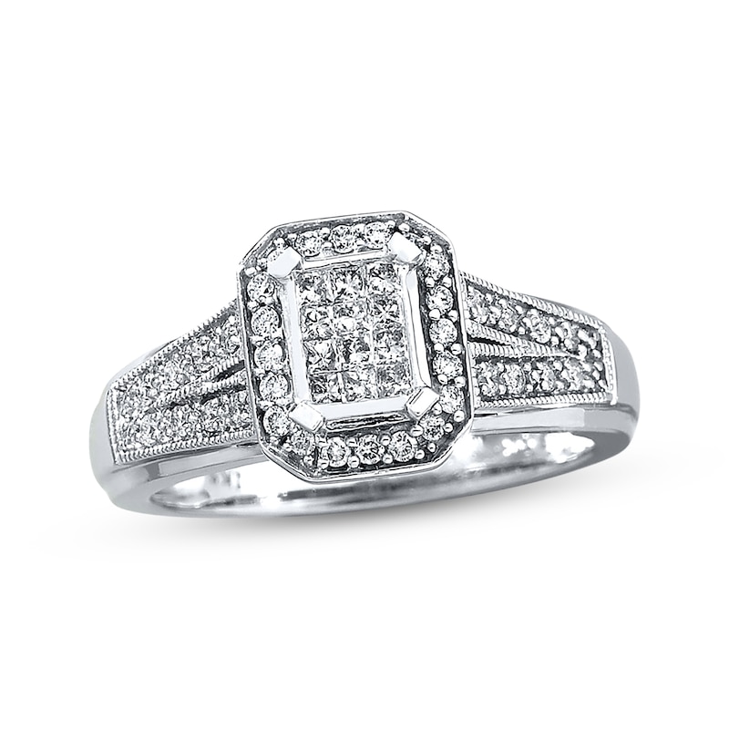 Previously Owned Diamond Engagement Ring 1/3 ct tw Princess/Round-cut ...
