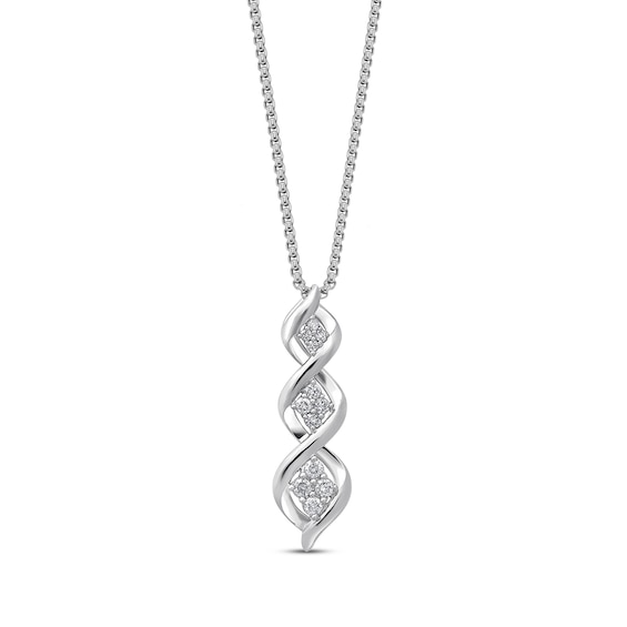 Previously Owned Diamond Twist Necklace 1/5 ct tw Round-cut Sterling Silver 18"