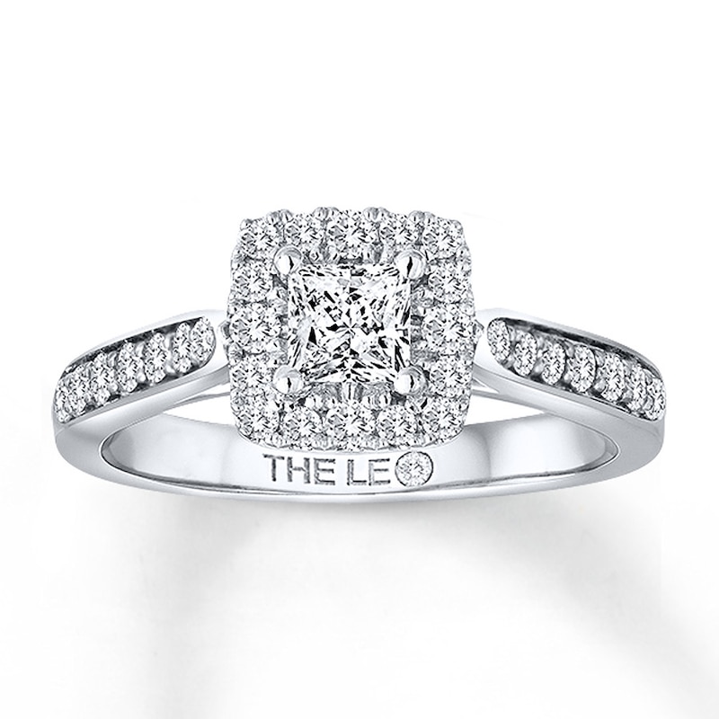 Main Image 1 of Previously Owned THE LEO Diamond Engagement Ring 3/4 ct tw Princess & Round-cut 14K White Gold