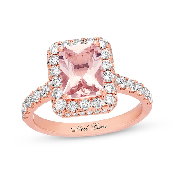 Previously Owned Neil Lane Morganite Engagement Ring 1 ct tw Diamonds 14K Rose Gold - Size 4