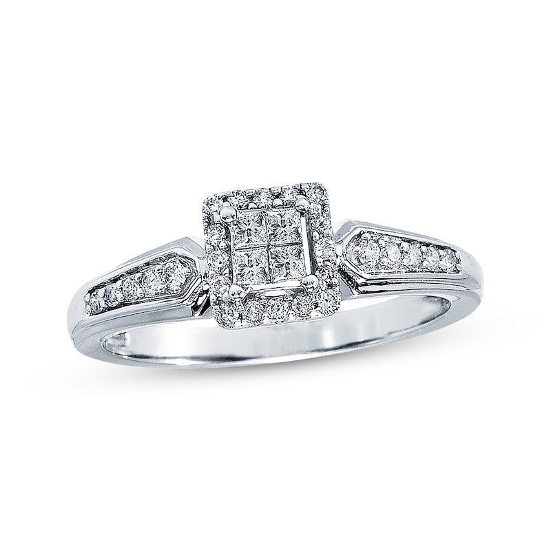 Previously Owned Diamond Promise Ring 1/4 ct tw Princess-cut 10K White ...