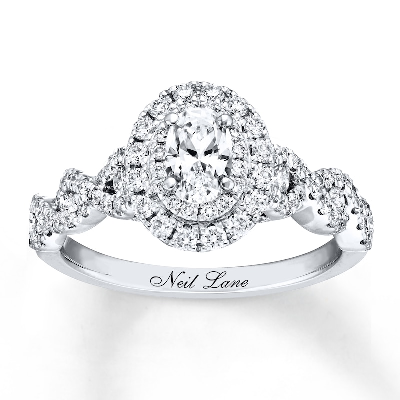 Main Image 1 of Previously Owned Neil Lane Bridal Diamond Ring 1-1/6 ct tw Oval/Round-cut 14K White Gold