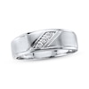 Thumbnail Image 1 of Previously Owned Men's 3-Stone Diamond Wedding Band 1/10 ct tw 10K White Gold