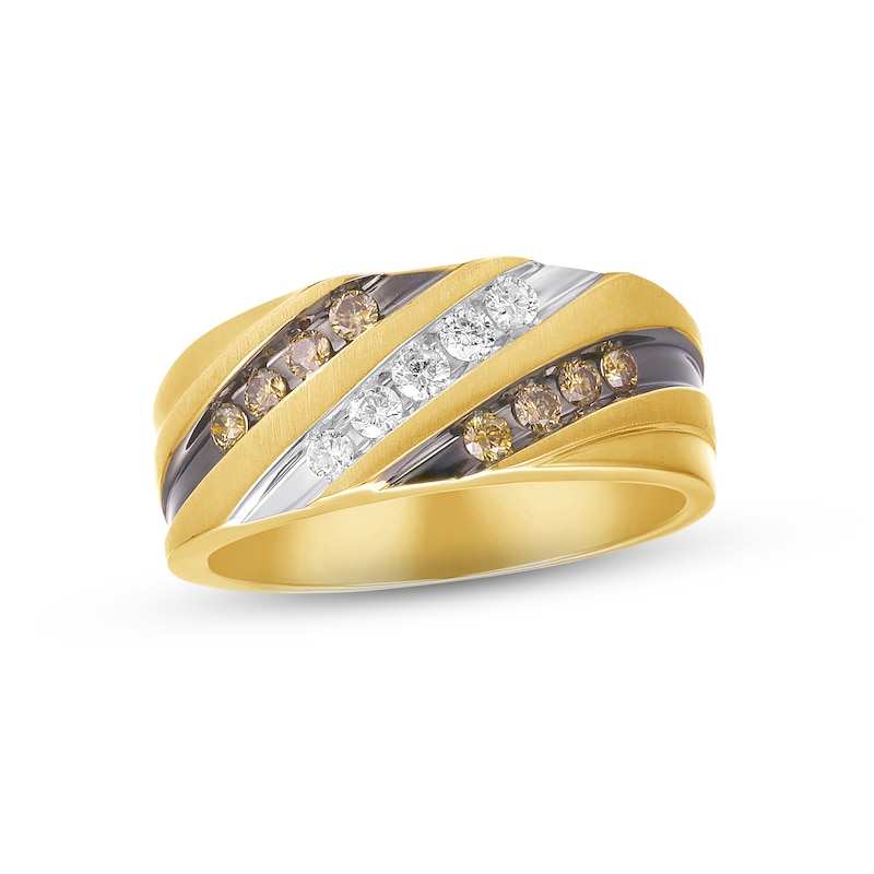 Main Image 1 of Previously Owned  Men's Brown Diamond Wedding Band 1/2 ct tw Round-cut 10K Yellow Gold