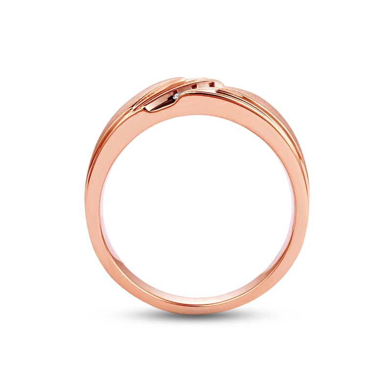 Main Image 3 of Previously Owned Men's Diamond Wedding Band 1/10 ct tw Round-cut 10K Rose Gold