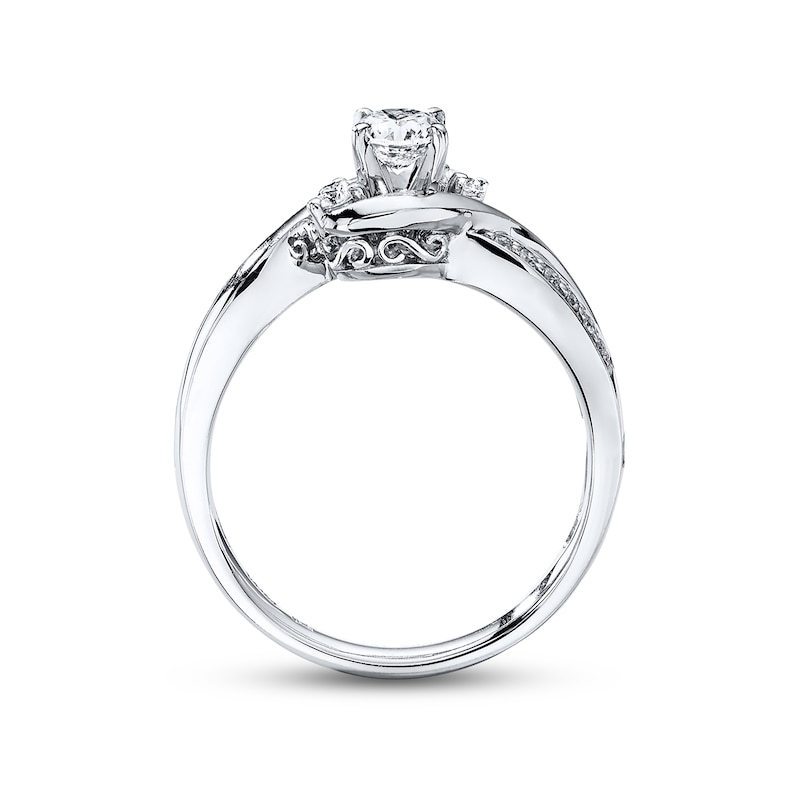 Main Image 2 of Previously Owned Three-Stone Engagement Ring 3/8 ct tw Round-cut Diamonds 14K White Gold