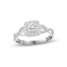 Previously Owned  Diamond Engagement Ring 3/8 ct tw Princess & Round-cut 10K White Gold