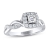 Thumbnail Image 1 of Previously Owned THE LEO Diamond Engagement Ring 3/4 ct tw Princess & Round-cut 14K White Gold