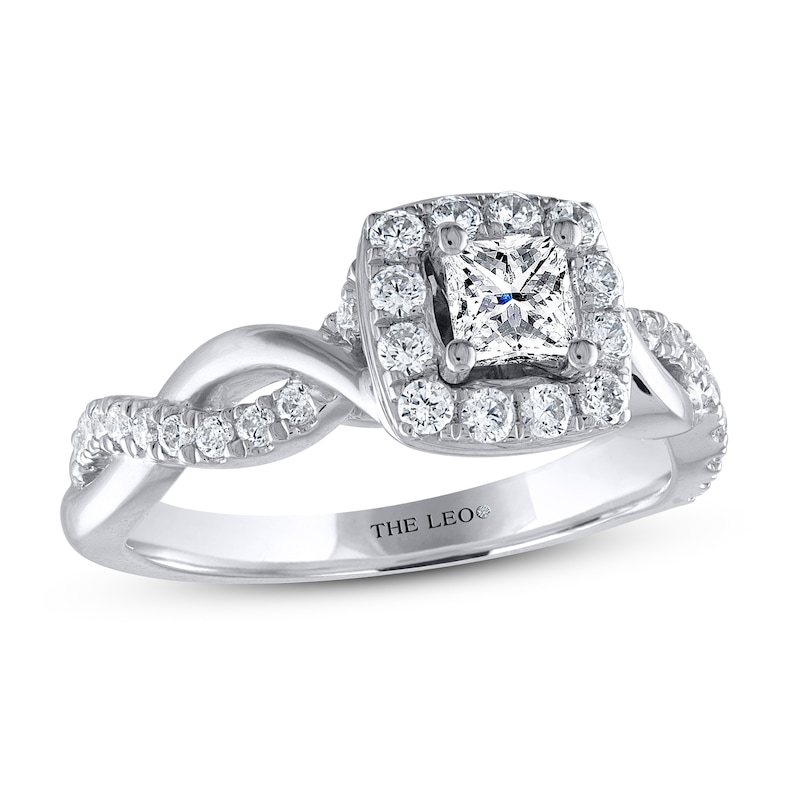 Main Image 1 of Previously Owned THE LEO Diamond Engagement Ring 3/4 ct tw Princess & Round-cut 14K White Gold