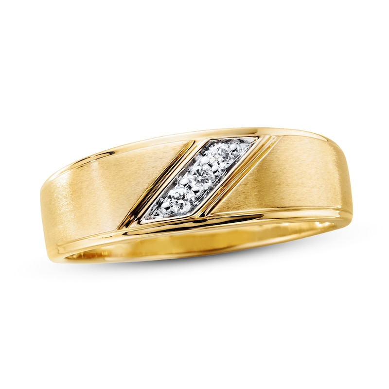 Main Image 1 of Previously Owned Men's Diamond Wedding Band 1/10 ct tw 10K Yellow Gold - Size 13.75