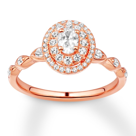 Previously Owned Diamond Engagement Ring 5/8 ct tw Oval & Round-cut 14K Rose Gold - Size 4.5