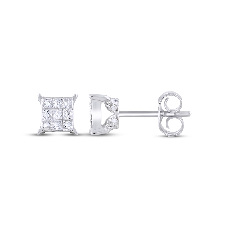 Main Image 1 of Previously Owned Round-cut Diamond Stud Earrings 1/3 ct tw 10K White Gold