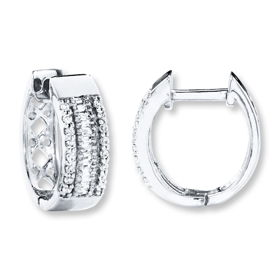 Previously Owned Diamond Hoop Earrings 1/4 ct tw 10K White Gold