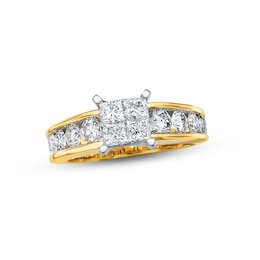 Previously Owned Diamond Engagement Ring 1-7/8 ct tw Princess & Round-cut 14K Yellow Gold