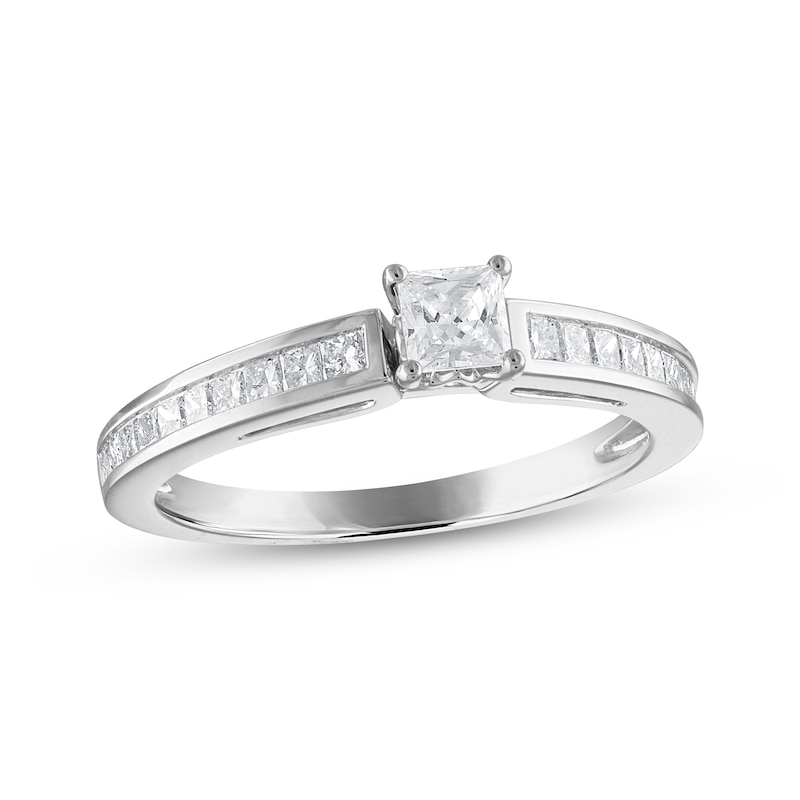 Main Image 1 of Previously Owned Diamond Engagement Ring 5/8 ct tw Princess-cut 14K White Gold