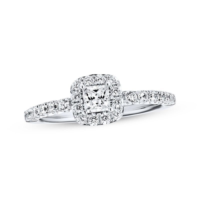 Previously Owned Diamond Engagement Ring 5/8 ct tw Princess/Round 14K White Gold