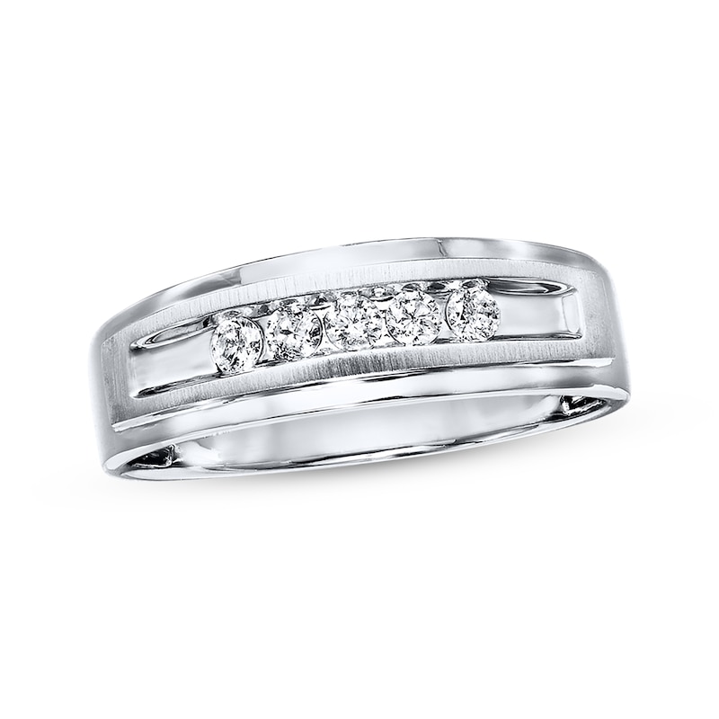 Main Image 1 of Previously Owned Men's Diamond Wedding Band 1/4 ct tw 10K White Gold