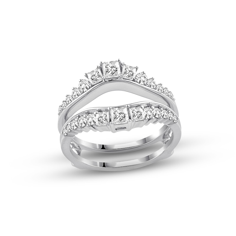 Main Image 1 of Previously Owned Diamond Enhancer Ring 1 ct tw Princess & Round-cut 14K White Gold