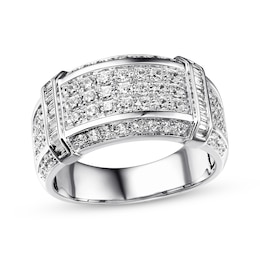 Previously Owned Men's Diamond Ring 1-1/2 ct tw Round-cut 10K White Gold