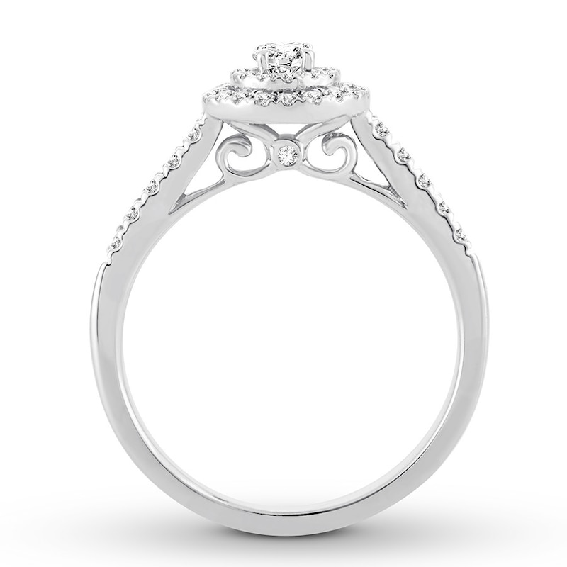 Main Image 2 of Previously Owned Diamond Engagement Ring 1/2 ct tw Oval/Round 14K White Gold