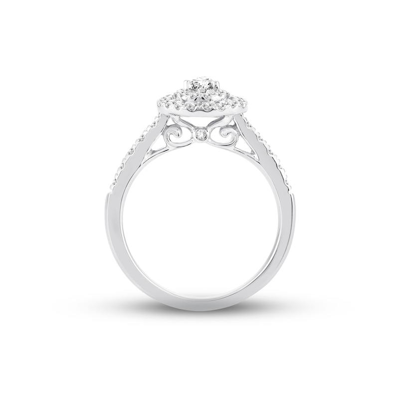 Main Image 2 of Previously Owned Diamond Engagement Ring 1/2 ct tw Pear & Round-cut 14K White Gold