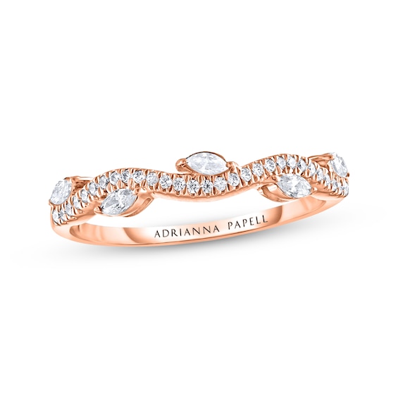 Previously Owned Adrianna Papell Diamond Anniversary Band 1/3 ct tw Round/Marquise-cut 14K Rose Gold