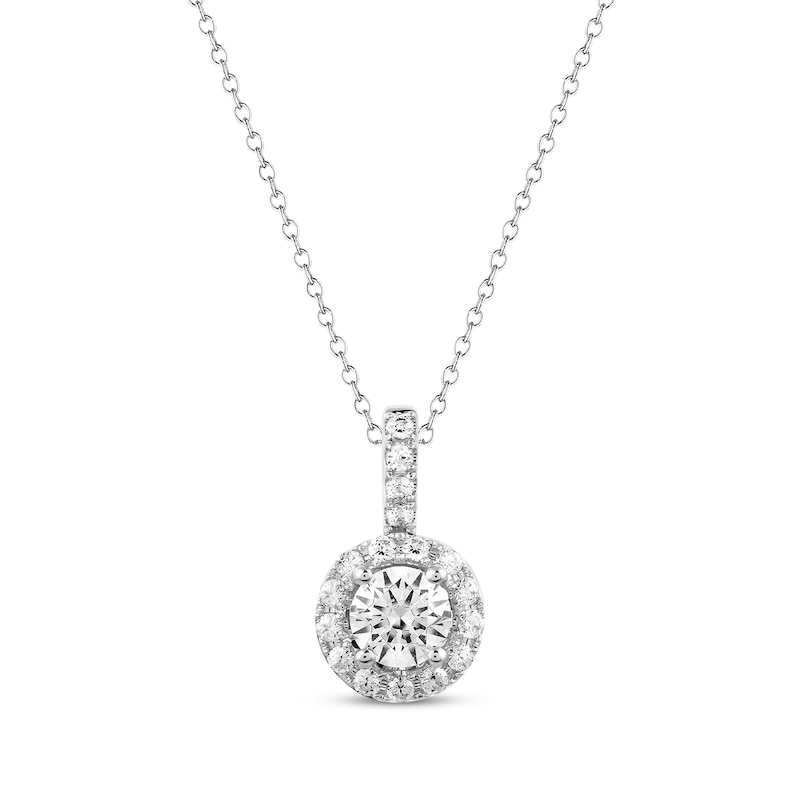 Previously Owned THE LEO Diamond Necklace 1 ct tw Round-cut 14K White Gold