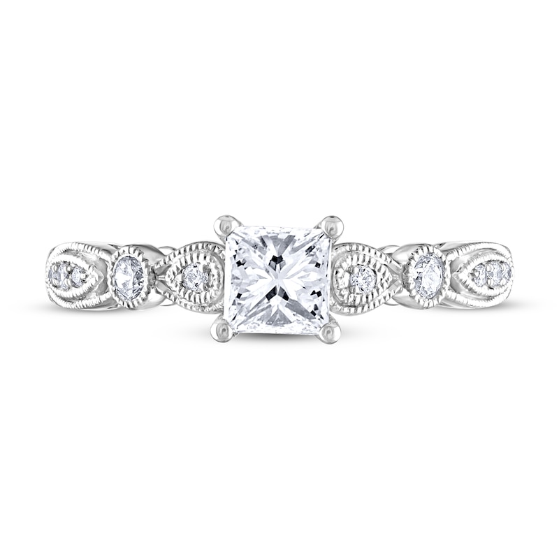 Main Image 3 of Previously Owned Adrianna Papell Diamond Engagement Ring 1/2 ct tw Princess & Round-cut 14K White Gold